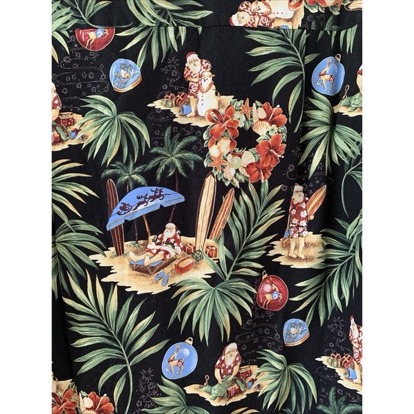 Vtg RJC Men's Made In Hawaii, Button Down Tropical Santa Shirt, Christmas Med - Picture 9 of 16